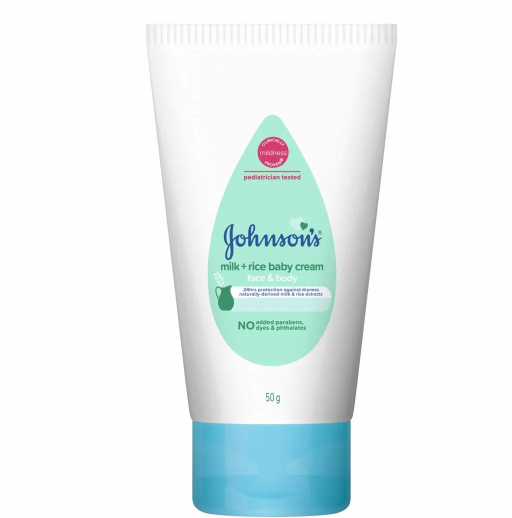 Johnson's Baby Skincare Cream Milk + Rice 50g | Gentle Nourishing Baby Cream for Soft & Healthy Skin